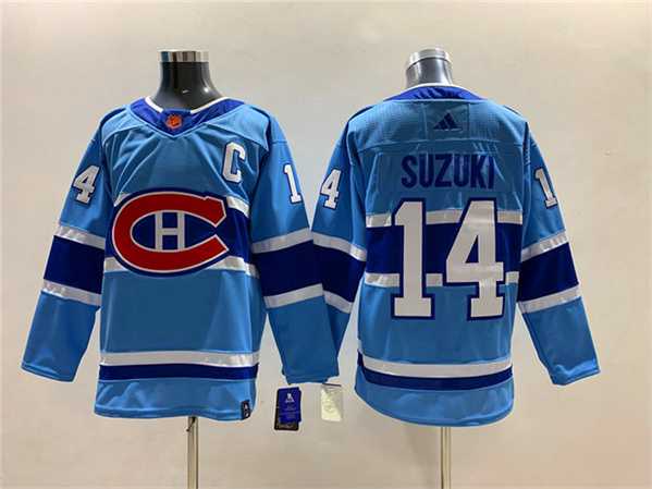 Mens Montreal Canadiens #14 Nick Suzuki 2022-23 Reverse Retro Stitched Jersey